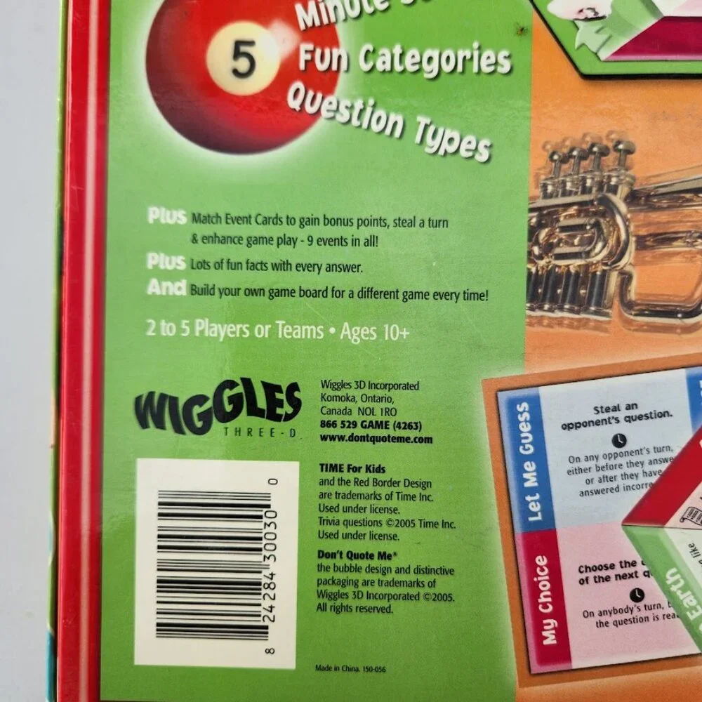 Don't Quote Me TIME for Kids Edition Board Game Trivia 10+ Fun Easy Facts Toy Ov